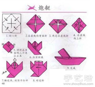 折紙炮艇手工制作方法 -  itrip.net.cn