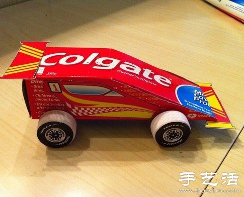 牙膏盒+吸管+瓶蓋 手工制作玩具小汽車 -  itrip.net.cn