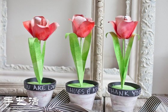 紙花郁金香盆栽手工制作 -  itrip.net.cn