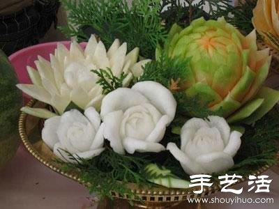 精美絕倫的的牡丹花西瓜雕刻 -  itrip.net.cn