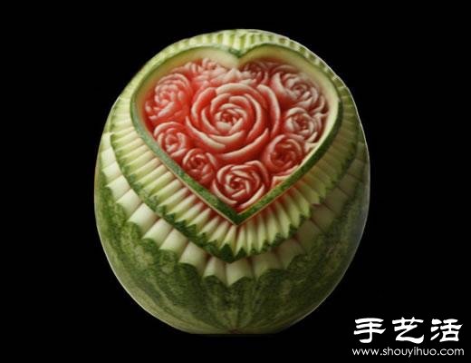 精美絕倫的的牡丹花西瓜雕刻 -  itrip.net.cn