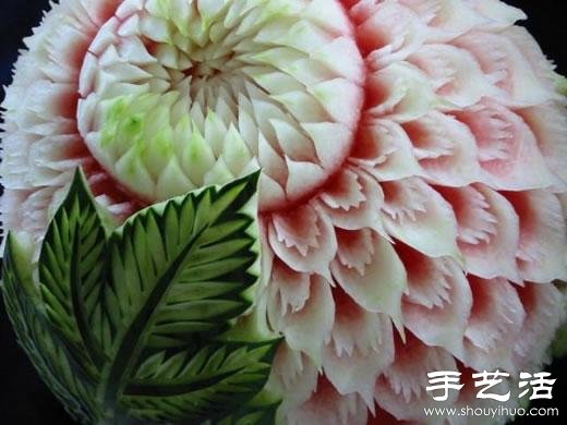 精美絕倫的的牡丹花西瓜雕刻 -  itrip.net.cn
