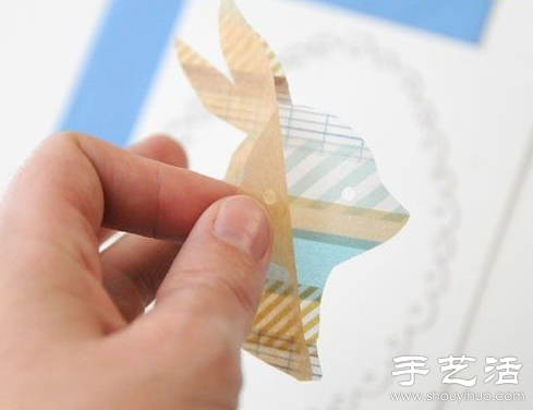 彩色膠帶創(chuàng)意手工DIY兔子貼飾 -  itrip.net.cn
