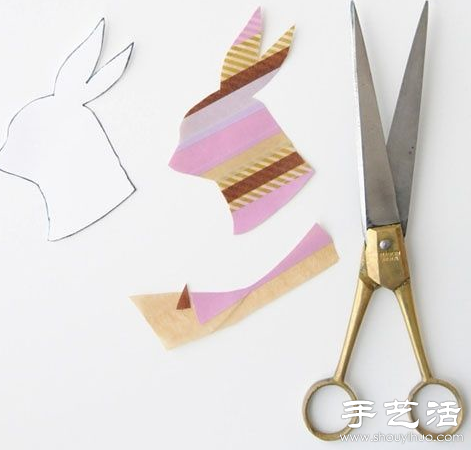 彩色膠帶創(chuàng)意手工DIY兔子貼飾 -  itrip.net.cn