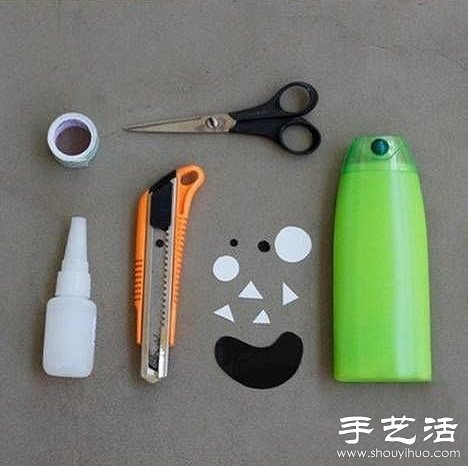 洗發(fā)水/沐浴露瓶子廢物利用制作怪物筆筒 -  itrip.net.cn