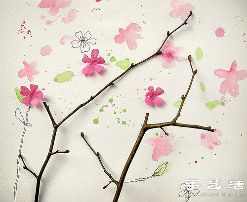 樹枝、花朵和簡單手繪DIY唯美圖案 -  itrip.net.cn