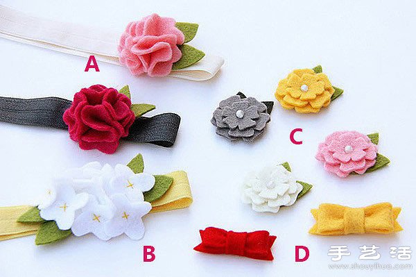 毛氈布+珍珠 手工制作漂亮裝飾花朵/發(fā)夾 -  itrip.net.cn