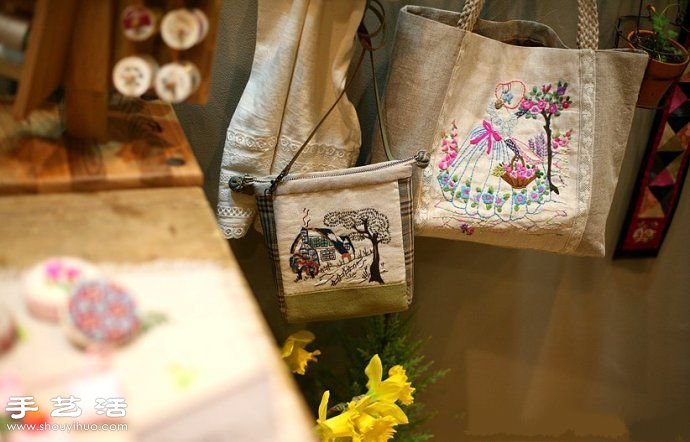 韓國風甜美手工布藝包包刺繡作品 -  itrip.net.cn
