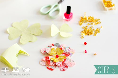 便簽紙/卡紙+圖釘 超美手工紙花制作圖解 -  itrip.net.cn