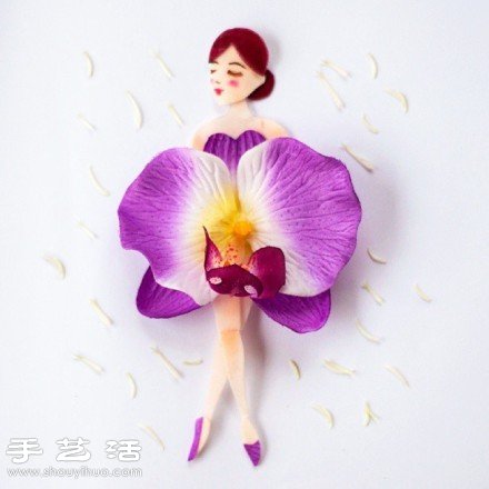 剪紙小人+花卉花瓣 DIY翩翩起舞的少女 -  itrip.net.cn