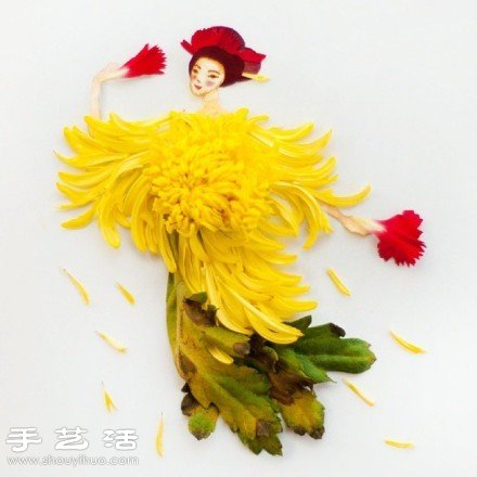 剪紙小人+花卉花瓣 DIY翩翩起舞的少女 -  itrip.net.cn