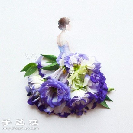 剪紙小人+花卉花瓣 DIY翩翩起舞的少女 -  itrip.net.cn