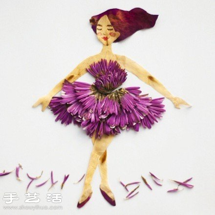 剪紙小人+花卉花瓣 DIY翩翩起舞的少女 -  itrip.net.cn