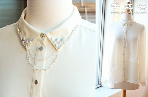 舊襯衫改造手工DIY水晶折領(lǐng)襯衣 -  itrip.net.cn