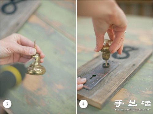 廢舊木塊+把手 DIY手工制作復古桌牌號碼 -  itrip.net.cn