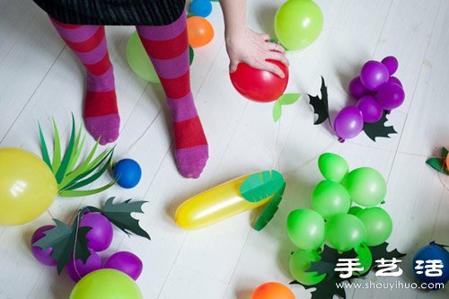 氣球結(jié)合剪紙手工制作夢(mèng)幻水果裝飾 -  itrip.net.cn
