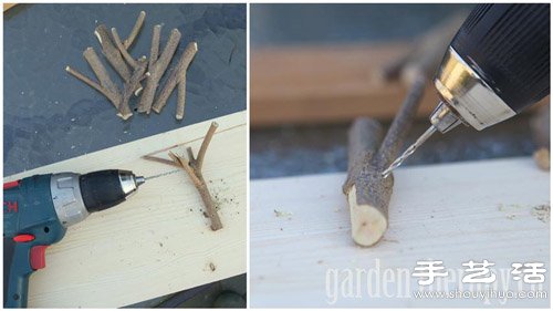 樹枝+木板 手工制作環(huán)保掛衣架 -  itrip.net.cn