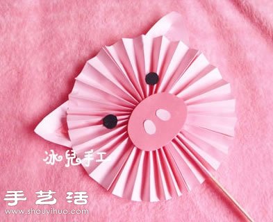 紙張+雪糕棒 手工制作可愛小豬紙扇 -  itrip.net.cn