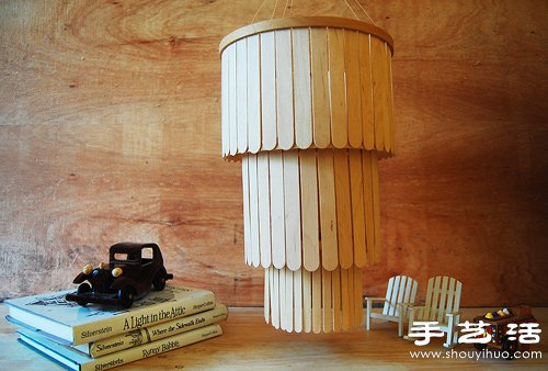 冰棒棍+繡花撐 DIY手工制作精致吊燈 -  itrip.net.cn