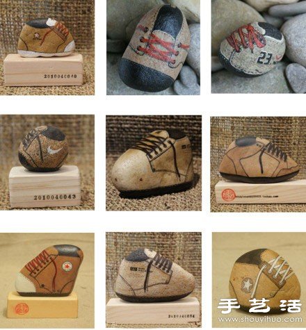 憨態(tài)十足的石繪運(yùn)動(dòng)鞋手工藝品 -  itrip.net.cn