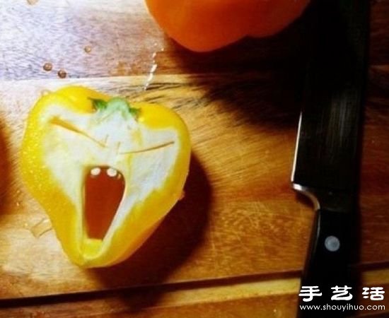 青椒與紅椒創(chuàng)意DIY恐怖表情 -  itrip.net.cn