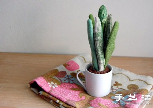 布藝手工制作的多肉植物盆栽裝飾品 -  itrip.net.cn