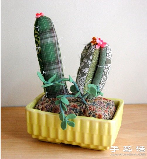 布藝手工制作的多肉植物盆栽裝飾品 -  itrip.net.cn