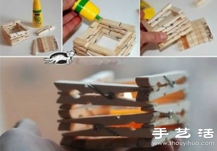 利用木夾子DIY制作簡單小燭臺 -  itrip.net.cn