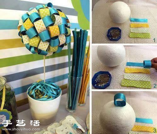 漂亮花球盆栽裝飾品手工制作圖解教程 -  itrip.net.cn