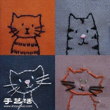 超簡單狗狗、貓貓手工刺繡圖案 -  itrip.net.cn