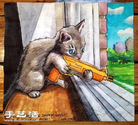 有愛(ài)媽媽為孩子們創(chuàng)作的餐巾紙畫(huà) -  itrip.net.cn