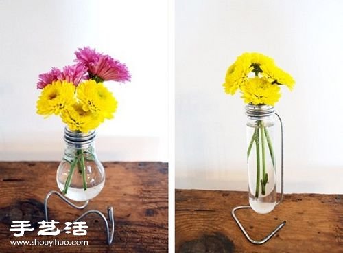 燈泡+鐵絲 廢物利用制作藝術(shù)范兒花瓶 -  itrip.net.cn