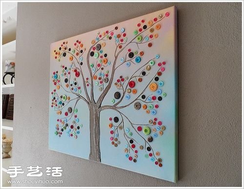 可愛(ài)紐扣拼貼畫DIY 拼貼畫用紐扣做的方法 -  itrip.net.cn