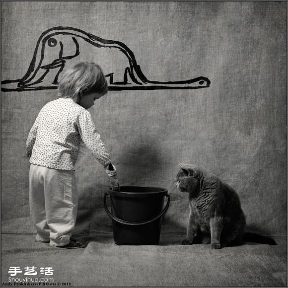 黑白兒童攝影：當(dāng)小女孩遇上貓 -  itrip.net.cn