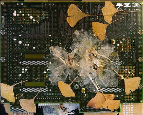 掉落葉子與電子垃圾DIY制作環(huán)保藝術(shù)作品 -  itrip.net.cn
