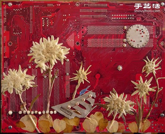 掉落葉子與電子垃圾DIY制作環(huán)保藝術(shù)作品 -  itrip.net.cn