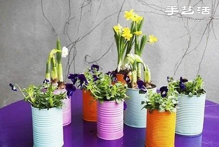 奶粉罐巧利用 DIY手工制作漂亮花盆 -  itrip.net.cn