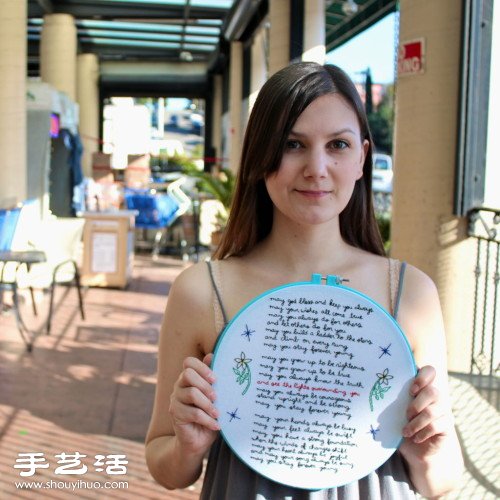 簡(jiǎn)單英文文字詩(shī)句手工刺繡圖解教程 -  itrip.net.cn