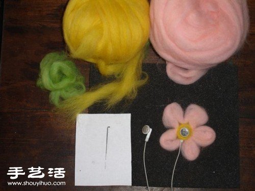 羊毛氈手工DIY制作耳機(jī)裝飾花圖解教程 -  itrip.net.cn