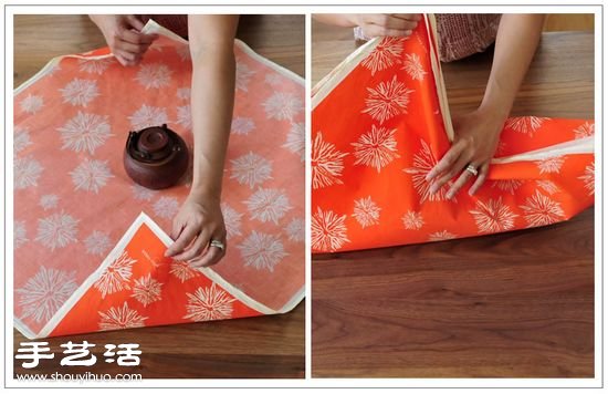 用方布包扎茶壺的方法 茶壺的包法圖解教程 -  itrip.net.cn