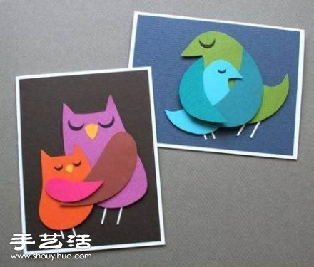 溫馨的鳥兒剪紙拼貼畫小制作圖解教程 -  itrip.net.cn