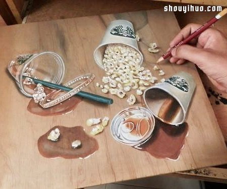 普通鉛筆手繪真假難辨的超寫實3D木板畫!! -  itrip.net.cn