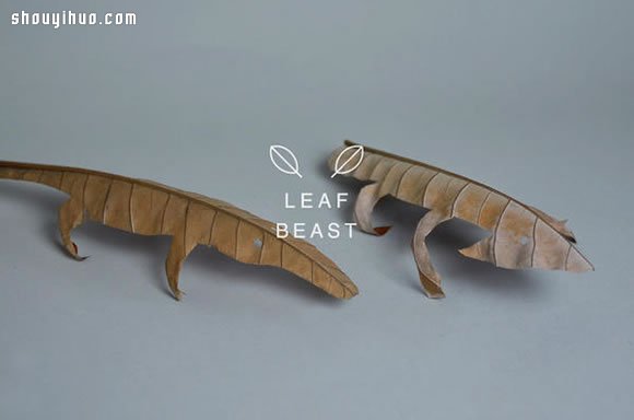 干枯樹葉手工制作成各種生動(dòng)逼真的動(dòng)物 -  itrip.net.cn