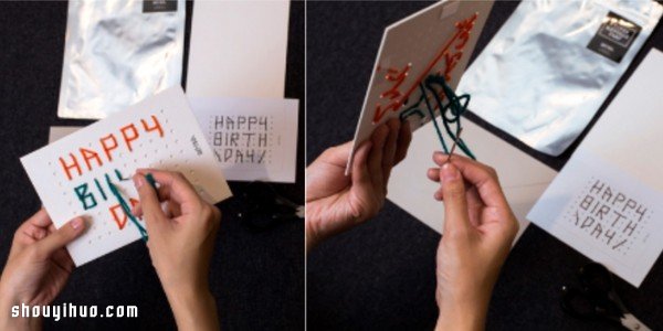毛線+卡紙 DIY手工制作圣誕生日祝福賀卡 -  itrip.net.cn