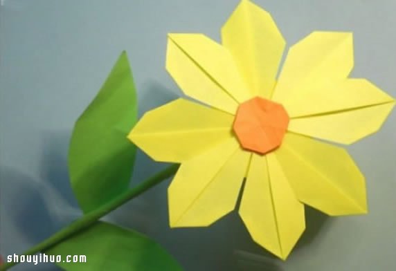 盛開的小黃花折紙 向日葵紙花折法圖解教程 -  itrip.net.cn