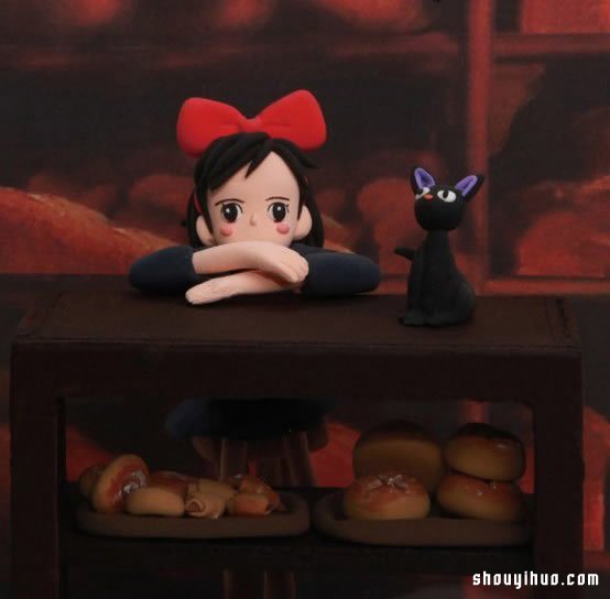 魔女宅急便女孩琪琪和小黑貓粘土手工制作 -  itrip.net.cn