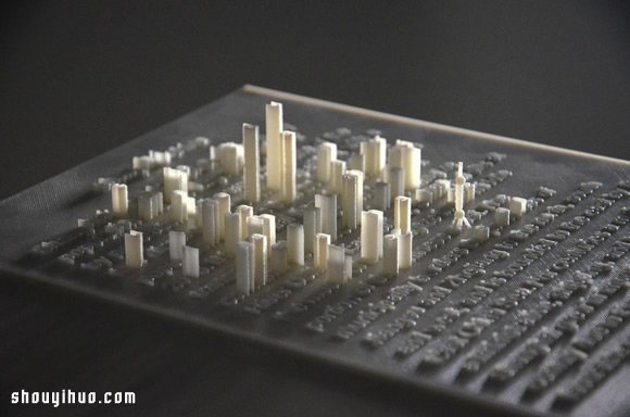 利用3D打印技術把字體排列成模擬都市景觀 -  itrip.net.cn