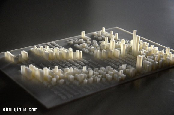利用3D打印技術把字體排列成模擬都市景觀 -  itrip.net.cn