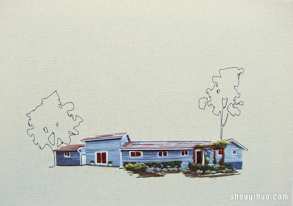 Stephanie K Clark刺繡畫 勾勒出美好小屋 -  itrip.net.cn