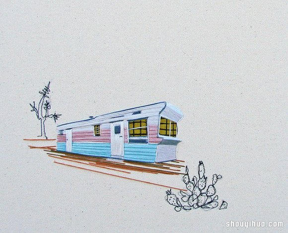 Stephanie K Clark刺繡畫 勾勒出美好小屋 -  itrip.net.cn
